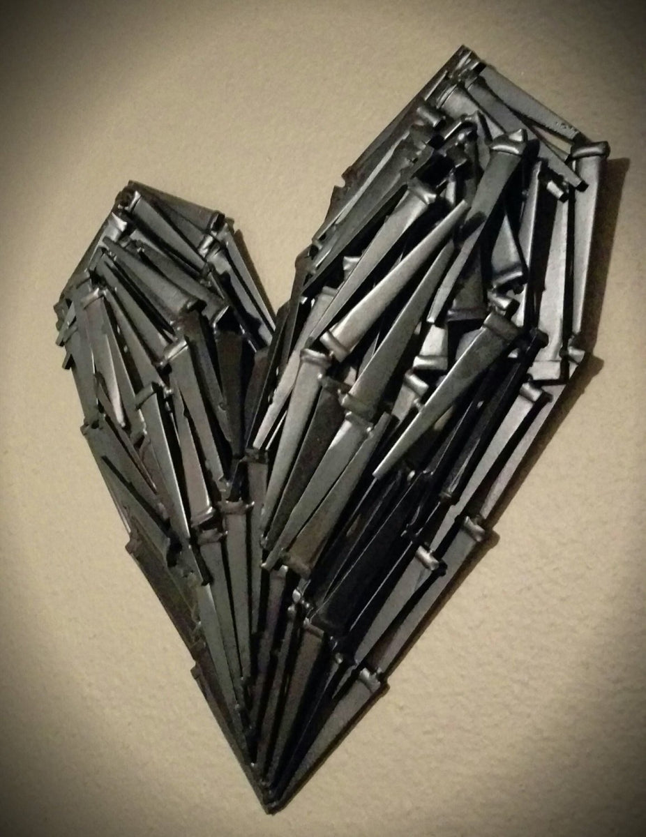 Welded Nails Metal Heart Wall Sculpture - Tougher Than Nails